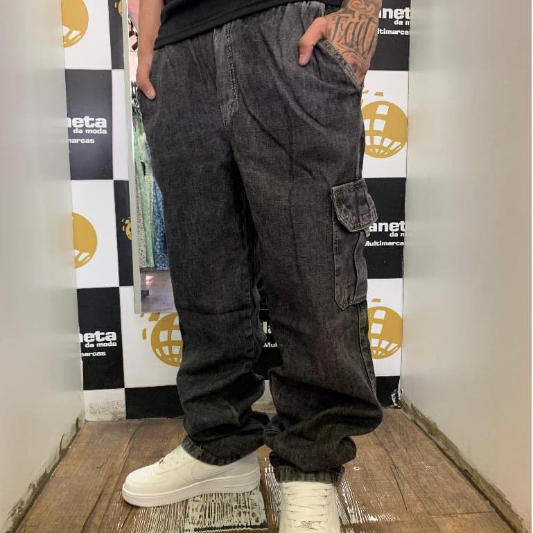 Calça Cargo Jeans Masculina Dazzling Larga Street Streetwear Mandrake Original