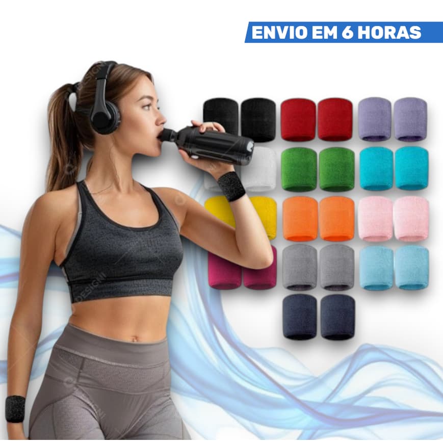 02x Munhequeiras Pulso Toalha Unissex Masculino Feminino Tênis Academia Treino Crossfit