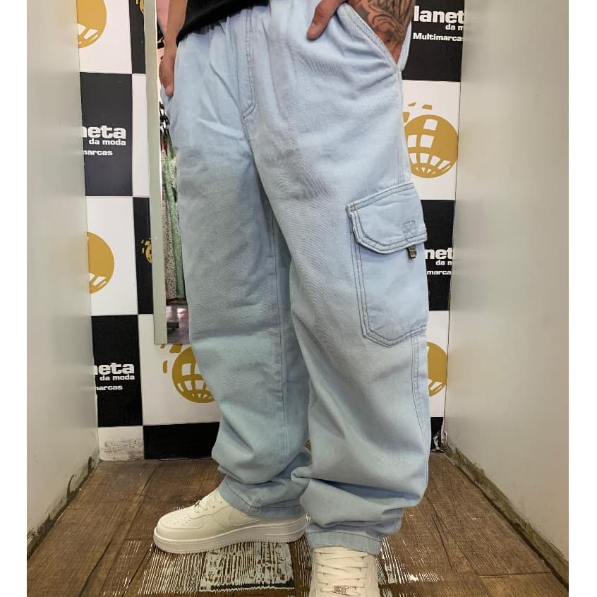 Calça Jeans Cargo Masculina Streetwear Largona Estilo Oversized Dazzling