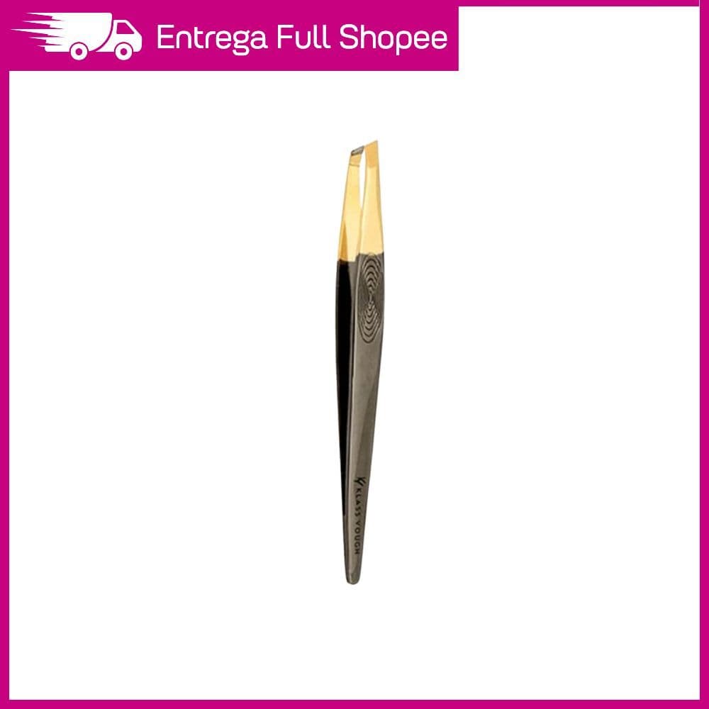 Pinça Profissional Ponta Dourada Chanfrada Klass Vough TW-048HQH Para Sobrancelhas