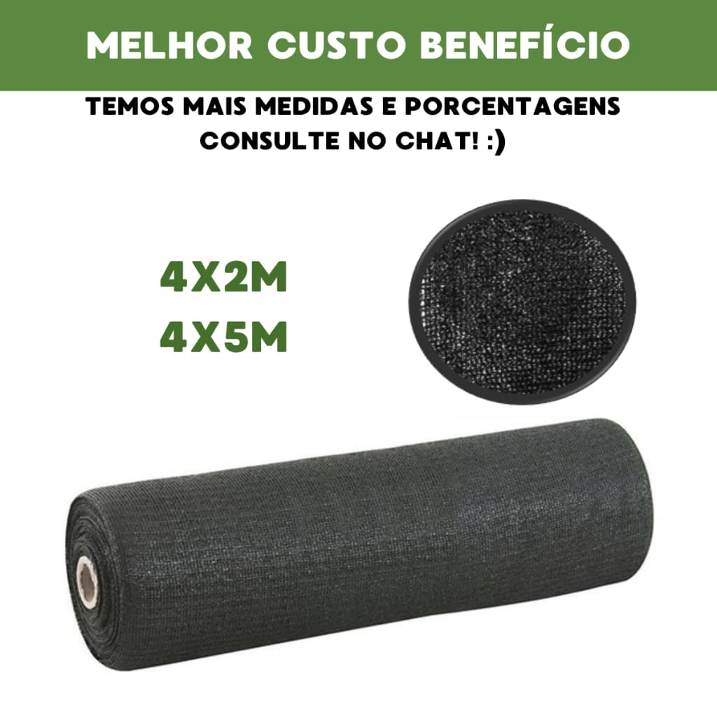 Tela Sombrite Sombreamento Para Horta Estufa Plantação 80% 4 x 2m e 4 x 5m