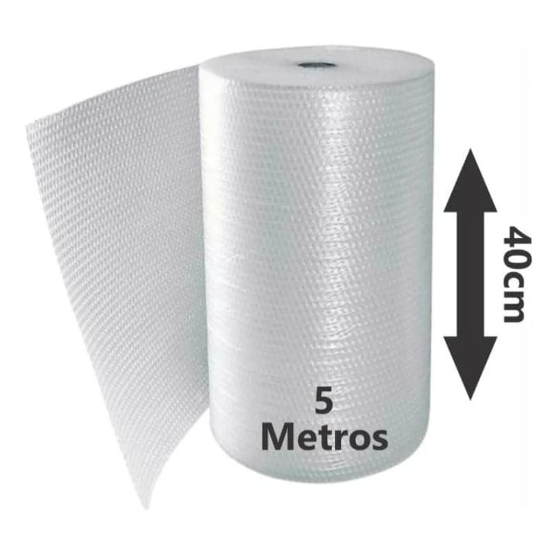 Plástico Bolha  40 cm x 5 m Resistente 25 micras