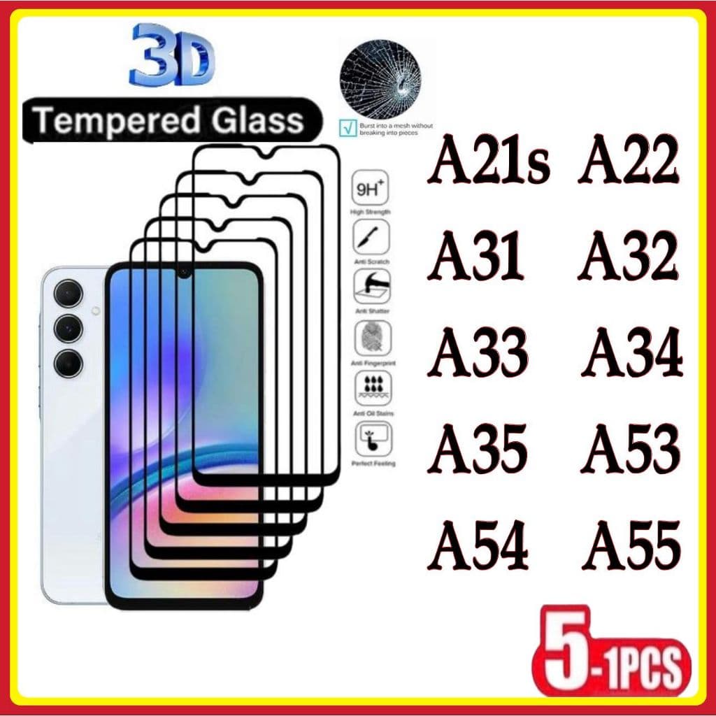 Película de Vidro Temperado 3D Samsung A21S A22 A31 A32 A33 A34 A35 A53 A54 A55
