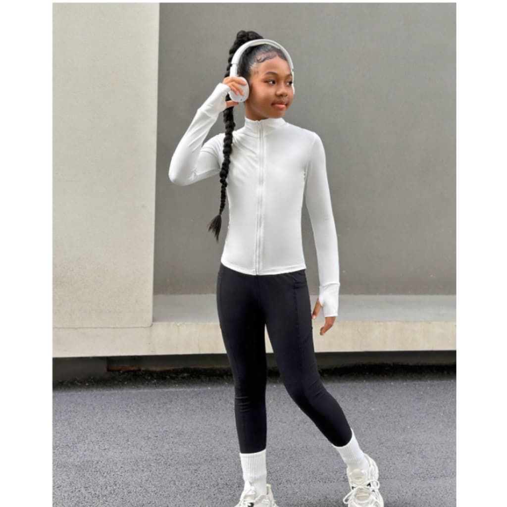 Jaqueta Esportiva Slim Infantil c/ Dedinho Segunda Pele Respirável 6 a 12 anos Seca Rápido