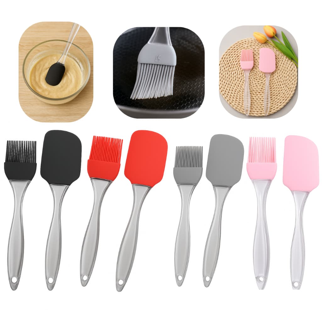 Kit Espátula + Pincel de Silicone Cozinha Utensílios Resistente ao Calor Confeitaria Antiaderente