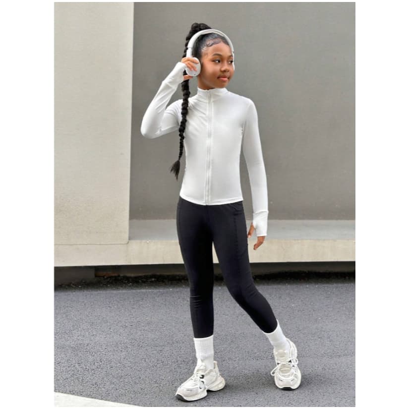 Casaco Jaqueta infantil Esportiva Segunda Pele Fino Respirável Atividades Físicas 6 a 12 anos