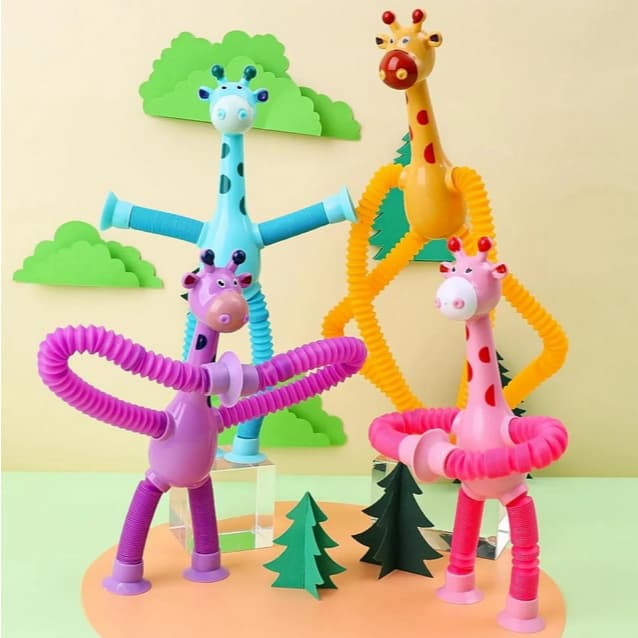 Kit 1/2/4 Girafas Estica E Gruda Na Parede Brinquedo Pop It Infantil Resistente Girafa Várias Cores
