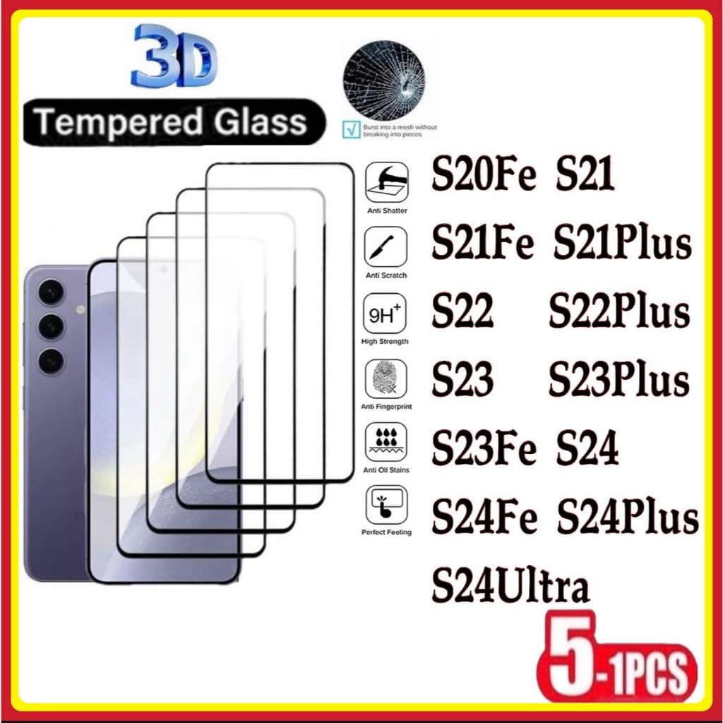 Película de Vidro Temperado 3D Samsung S20FE S21 S21FE S21PLUS S22 S22PLUS S23 S23PLUS S23FE S24 S24FE S24PLUS S24ULTR