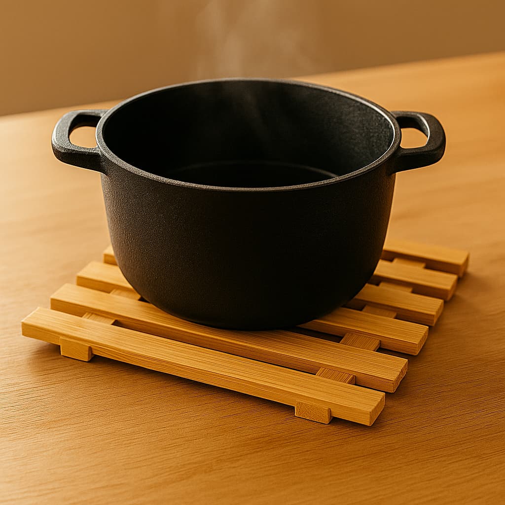 Kit Descanso Panela Bambu Quadrado Cozinha Quente Resistente Apoio Base Protetor