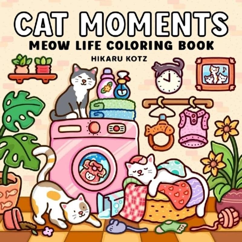 Livro de Colorir Cat Moments com Capa Dura+ 50 Fls em Papel 150g - Tamanho 15/21 cm