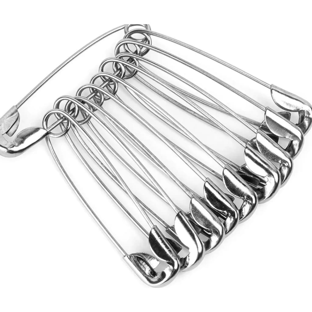 Alfinete de Segurança Prateado - Pacote com 100 Unidades - Diversos Tamanhos