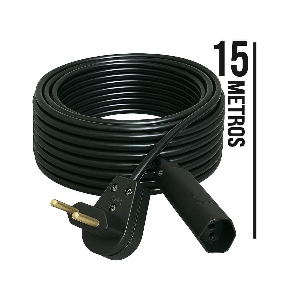 Extensão Elétrica 15 Metros 10A Cabo PP 2x1,0 Reforçada Certificada Anti-chama Frete Gratis