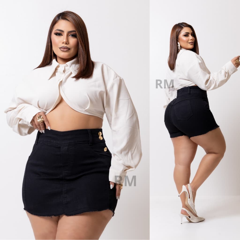Roupa Feminina Shorts Saia Jeans Feminino Plus Size Com Lycra ENTREGA RAPIDA