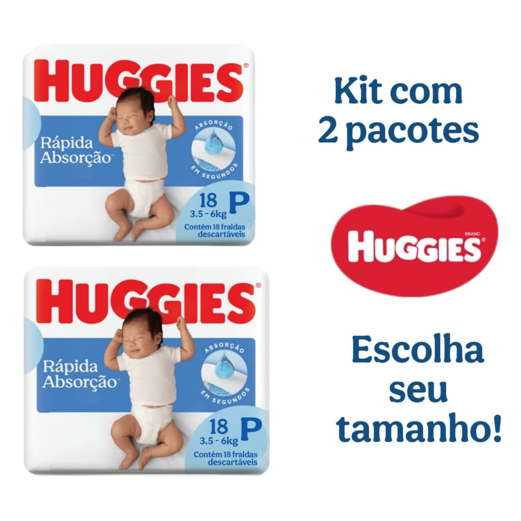 Kit 2 Pacotes de Fralda Huggies Tripla Proteção P, M, G, XG