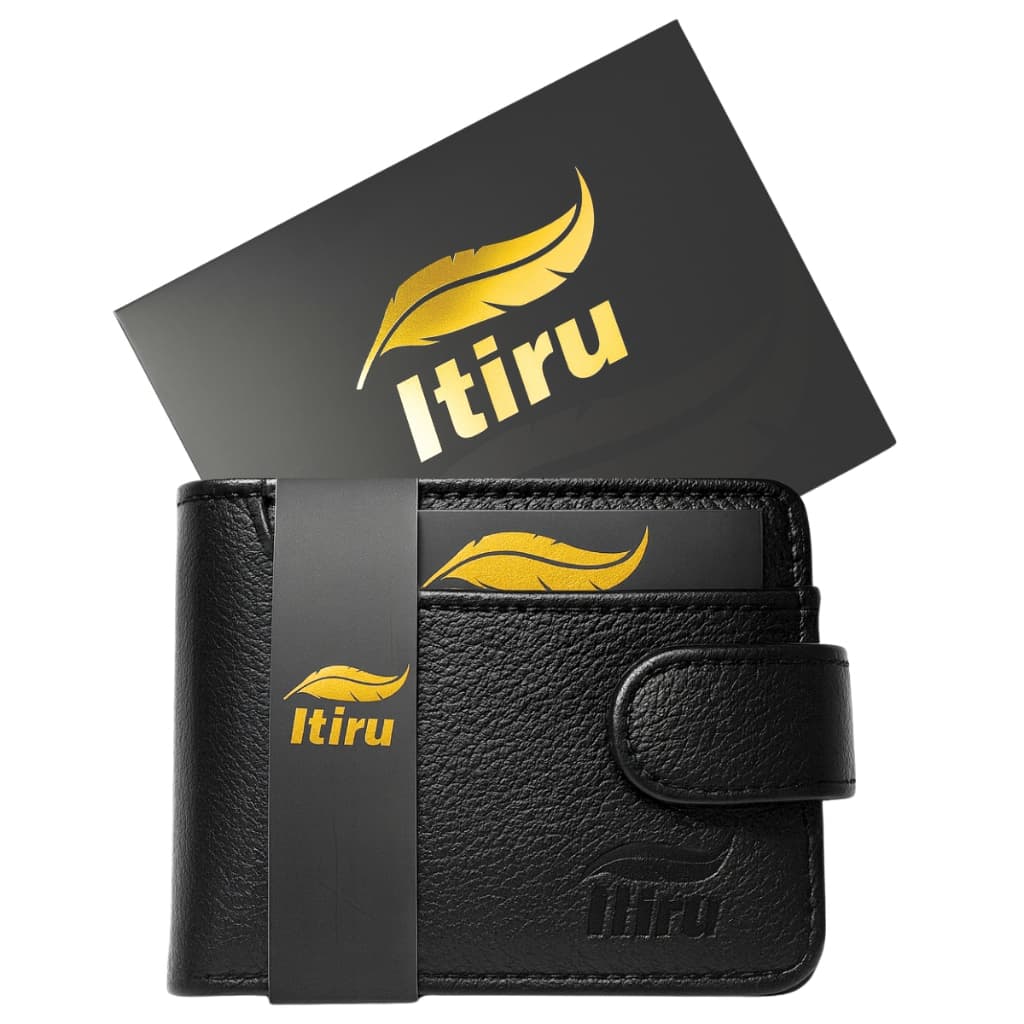 Carteira Masculina de Couro Luxo Cor Preta Premium Couro Fino Presente Homem com caixa ITIRU