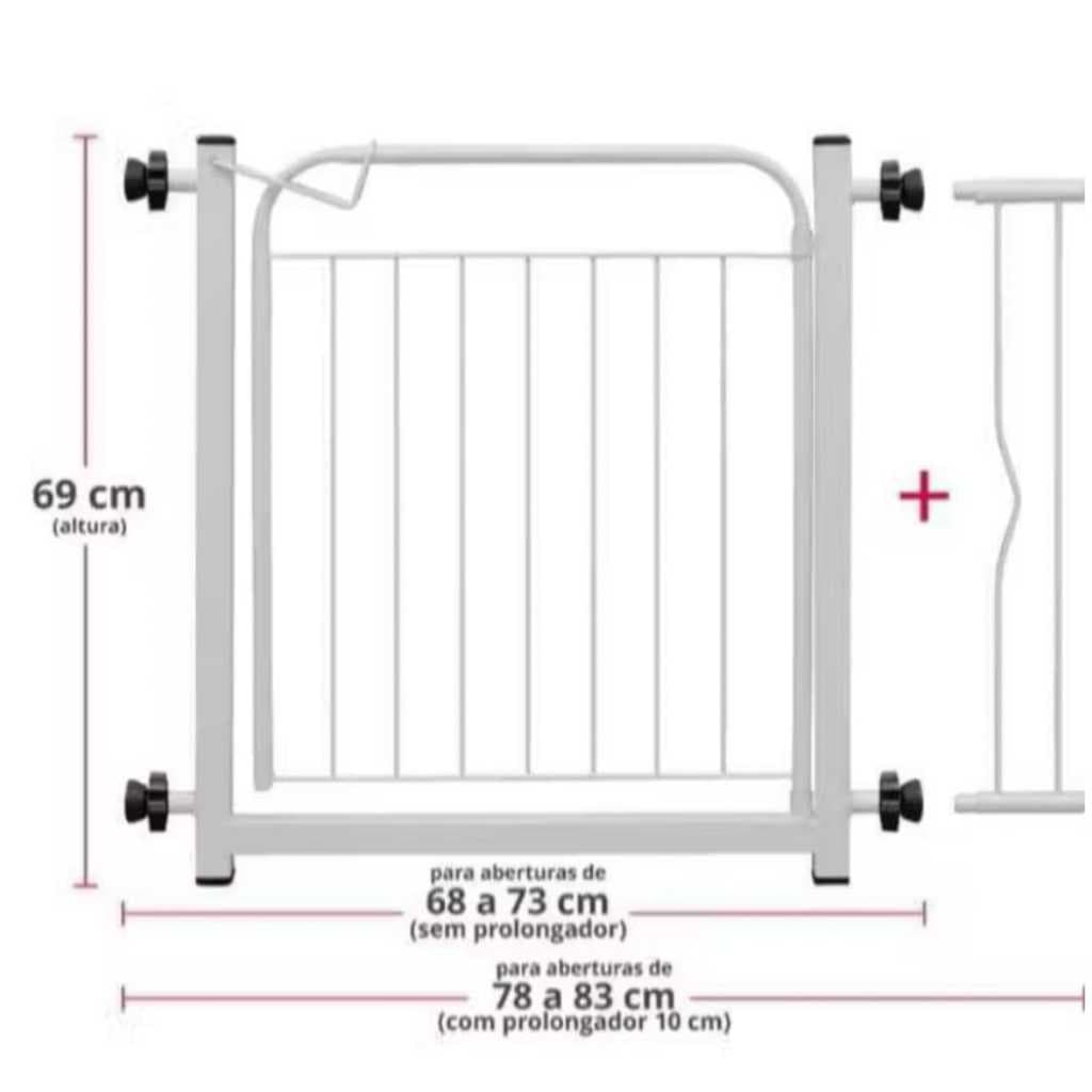 Grade Portão Portãozinho Proteção Cachorro Criança 69 A 84cm 10cm | 15cm | 20cm | Frete Grátis