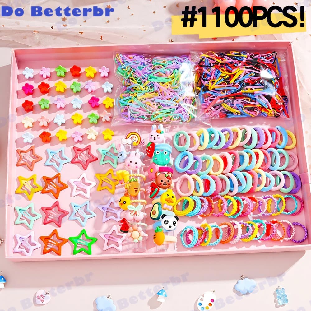 Conjunto De Acessórios Para Cabelo De Desenho Animado De 1100 Peças | Clipes BB Coreanos KIT1100