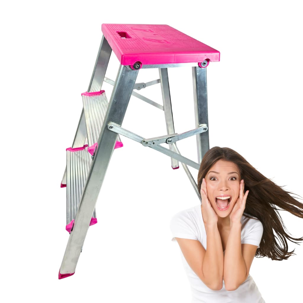 Escada Banqueta Alumínio Forte Tesoura Ágata100kg 03 Degraus