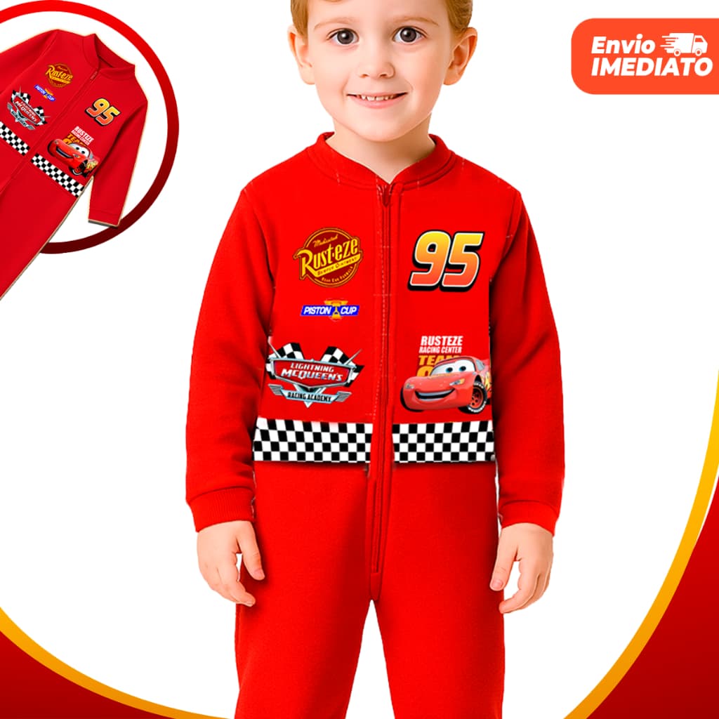 Fantasia Macacão Mcqueen Carros Infantil Luxo - Aniversários, Festas e Brincadeiras | ENVIO IMEDIATO