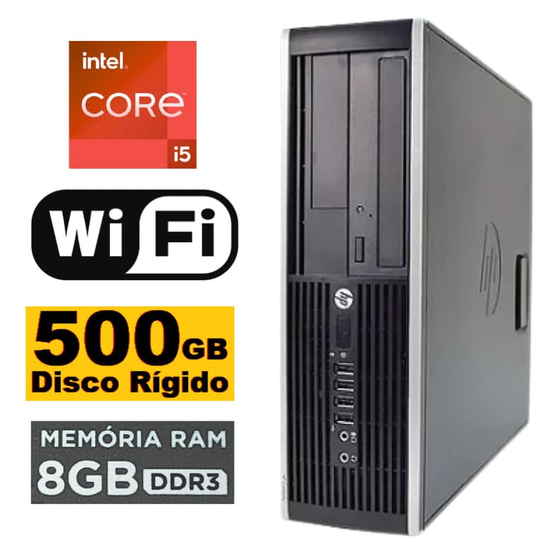 Computador HP Slim Core i5 Com 8gb Ddr3 HD 500gb Rápido Muito Espaço Wifi Torre Cpu Trabalho Estudo