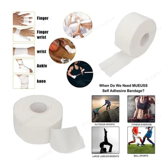 Fita Esportiva Atletica 5M Proteção Adesiva Branca Para Fixação Dedo Pulso Tornozelo Musculo Pano Fino Para Lesão Zyoou