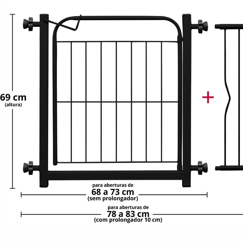 Grade Portão Proteção Pet Cachorro 69 A 84 Cm Criança Cães