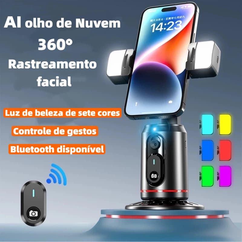 Selfie Stick Tripod 360° AutoFace Tracking,Pan-Tilt,controlador destacável para transmissão ao  vivo e selfie led SLF-02