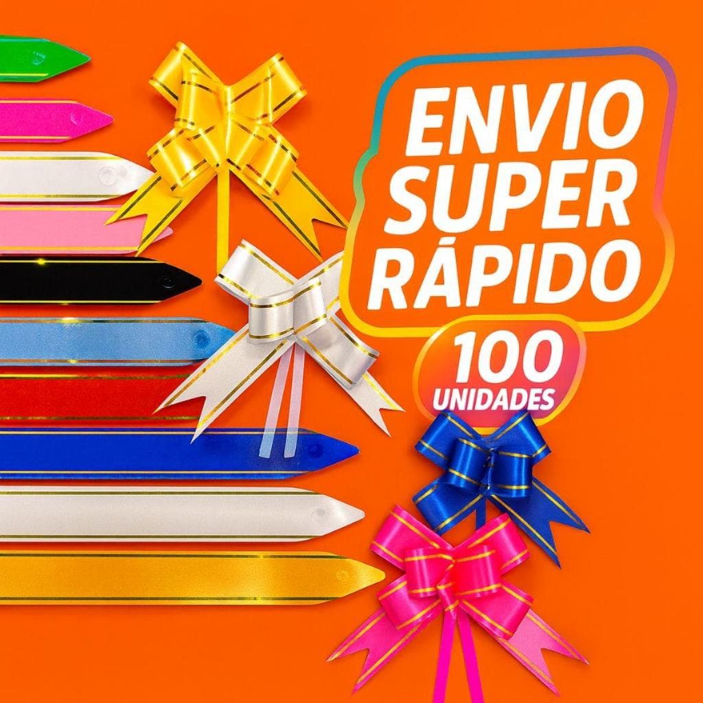 100 Laços Fácil Pronto Mágicos com Filete Dourado Cores Variadas