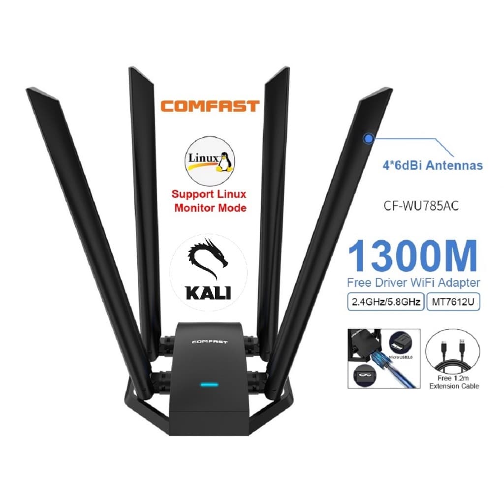 Adaptador usb wifi kali linux PENTEST cf-wu785ac dual-band wireless 1300mbps mt7612u sem fio 5Ghz