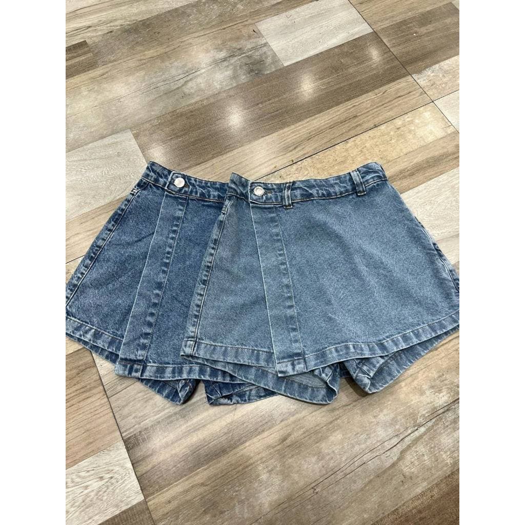 Saia Short Jeans Feminina Lisa Cruzado