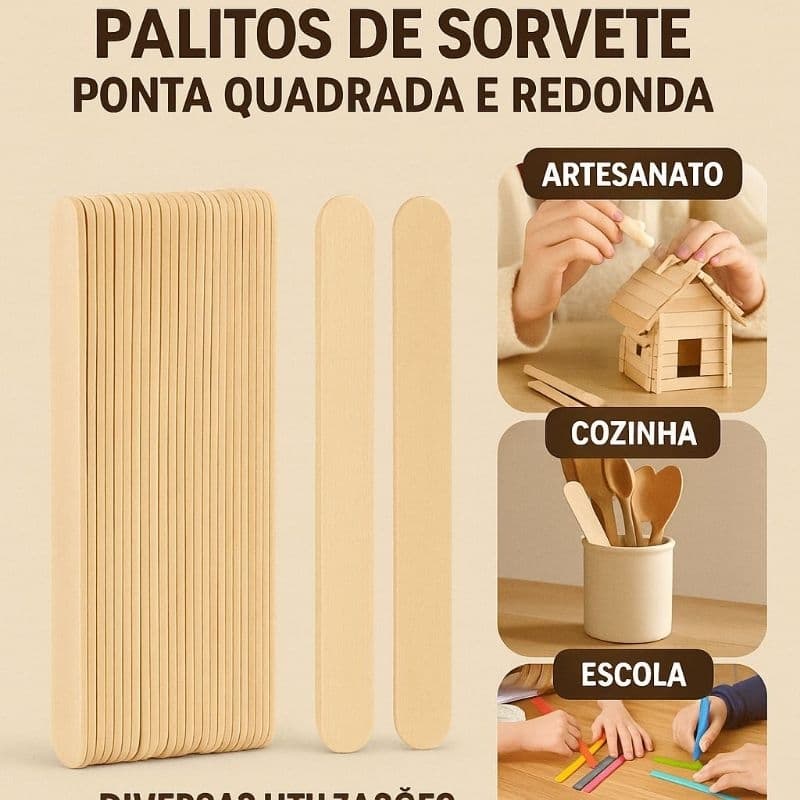 500 Palitos de Sorvete para Multi Utilizações