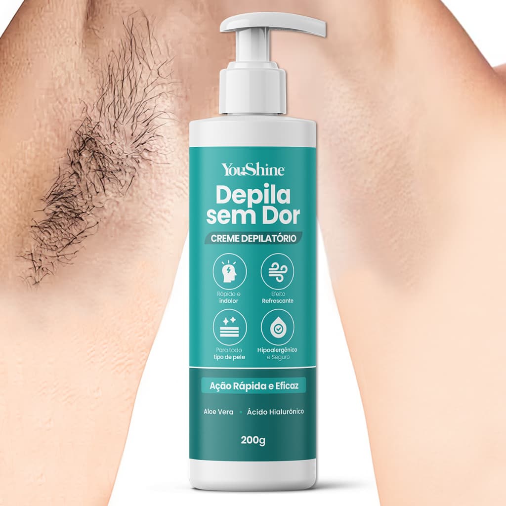 Creme Depilatório Depila Sem Dor Depilação para Corpo Pernas Axilas Virilhas Aloe Vera YouShine 250g