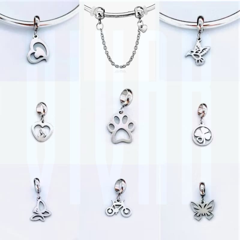 Berloque Pingente Charms Corte a Laser em Aço Inox