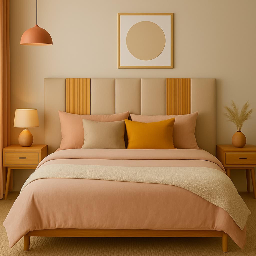 Kit Cabeceira Estofada + Ripado Modular Freijó - Todos os Tamanhos