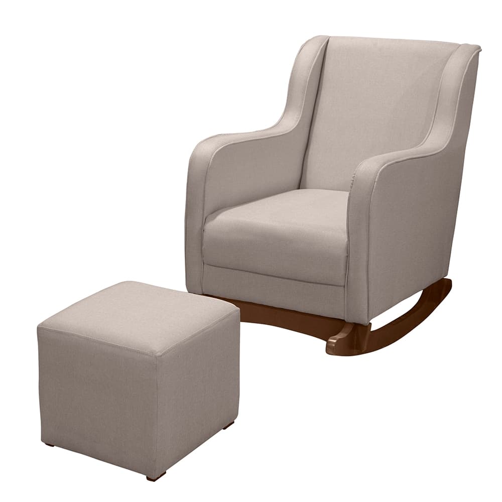 Sofá Poltrona Cadeira de Amamentação Balanço com Puff Aquila Plus Linho