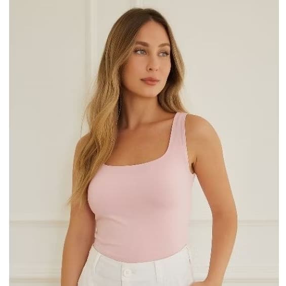 Regata Feminina Básica Suplex Premium Decote Quadrado Elegante