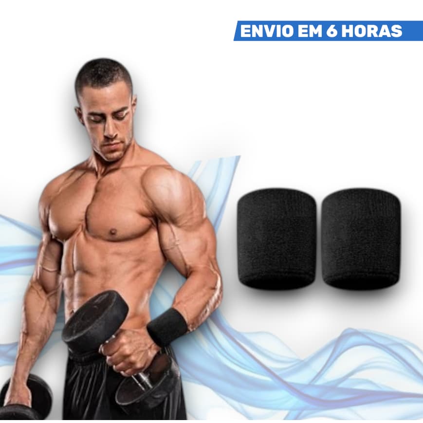 02x Munhequeiras Pulso Toalha Preta Unissex Masculino Feminino Tênis Academia