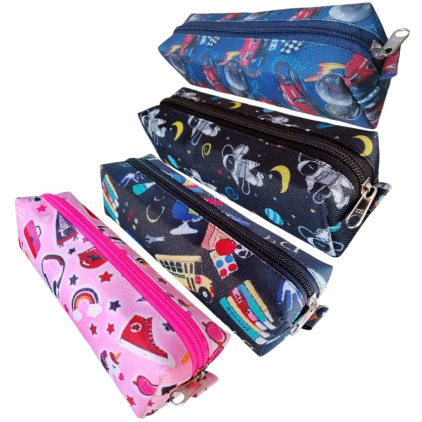 estojo escolar porta lapis bolsinha simples um ziper nylon