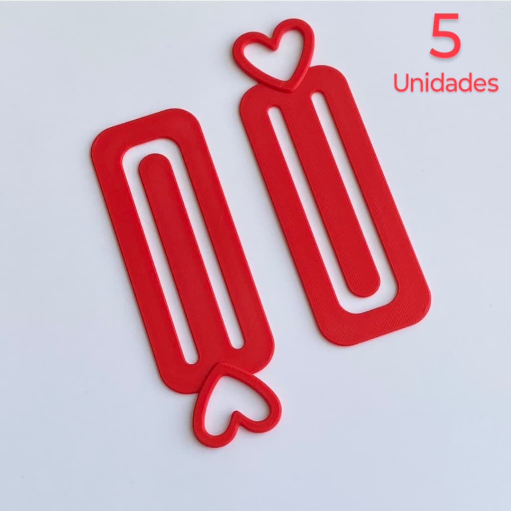 Kit 5 Marcadores de Páginas em formato de Coração
