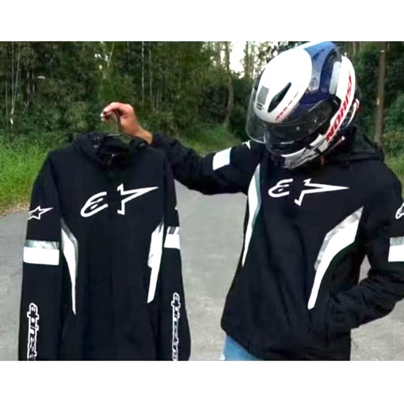 Jaqueta Corta Vento Impermeável Estilo Motociclista – proteção contra chuva e vento, capuz removivel alpi