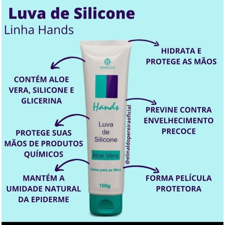 Luva De Silicone Aloe Vera Creme Para As Mãos Hands 100g Hinode