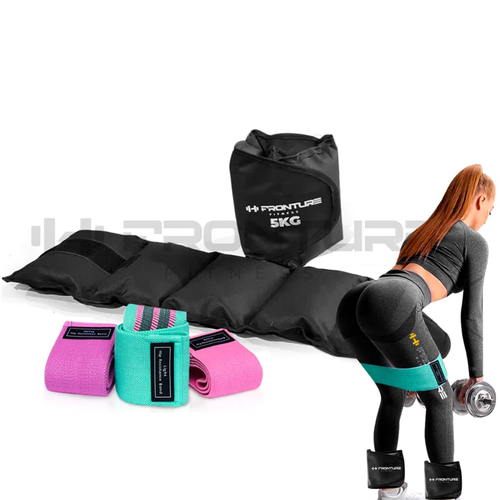 KIT Caneleira de Peso e HipBand treino em Casa Tornozeleira Pilates Academia Pernas Profissional