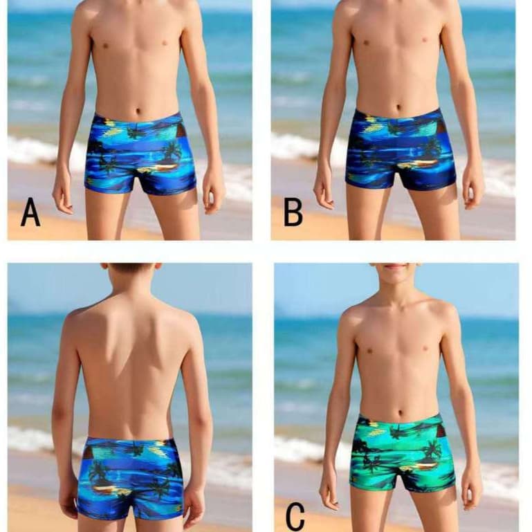 Sunga Box Lisa Coqueiros infantil/juvenil praia/piscina com proteção UV 50+ Pai e Filho