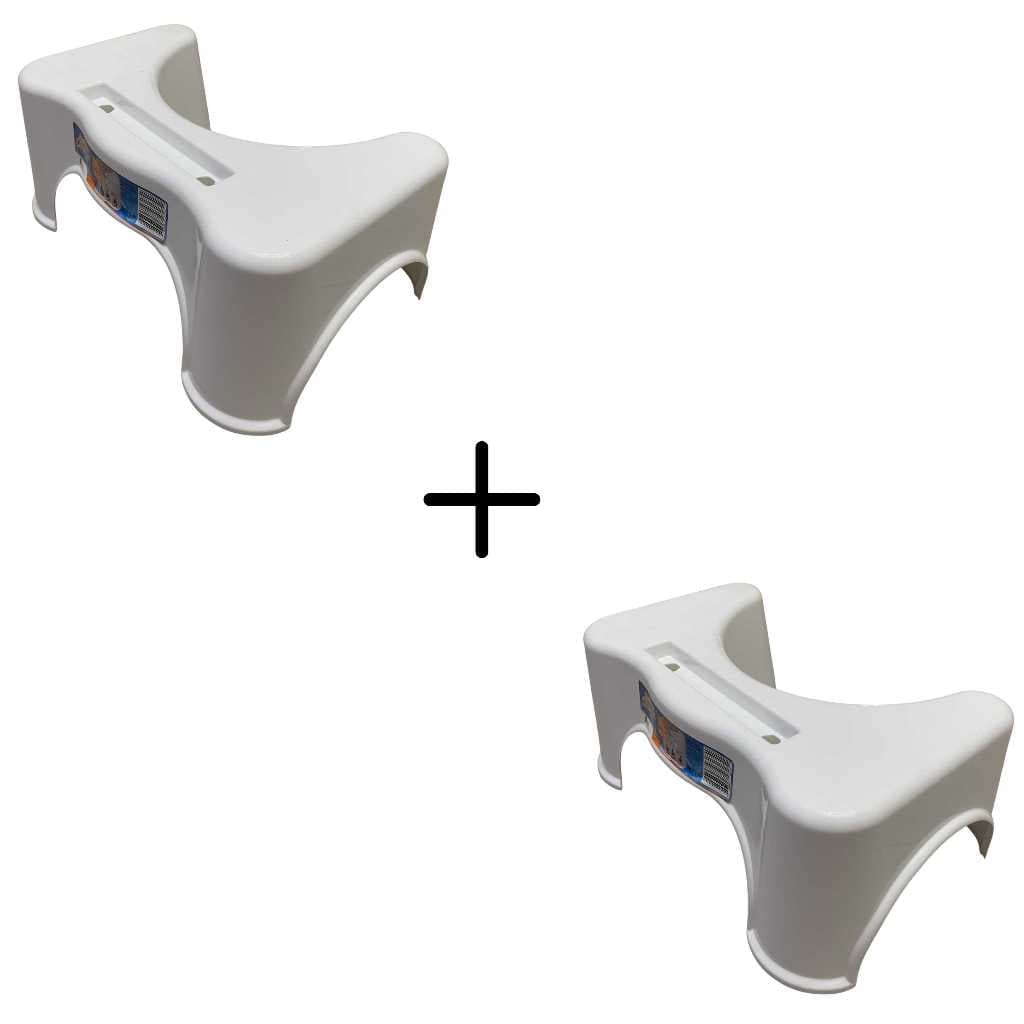 Kit 2 Bancos de Cócoras Branco Banquinho Banheiro Apoio Pés Vaso Sanitário Multifuncional