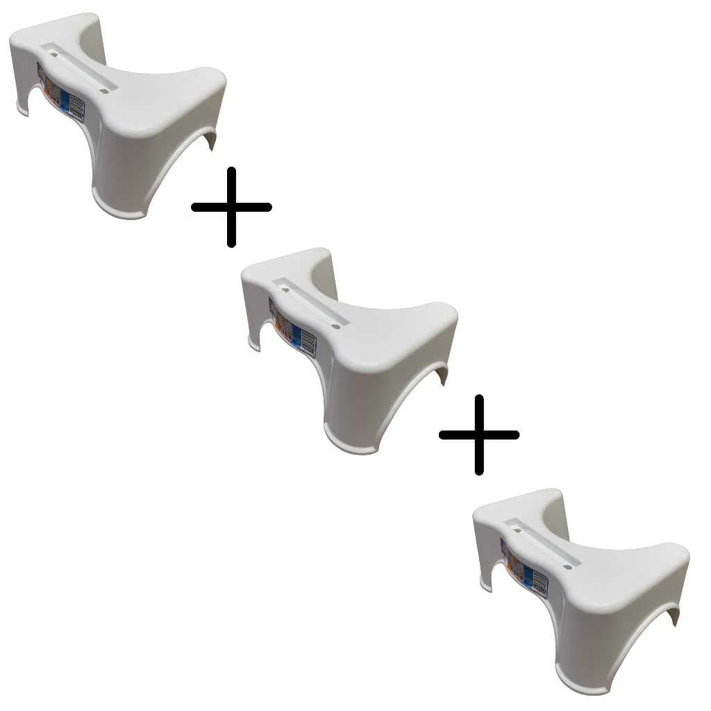 Kit 3 Bancos de Cócoras Branco Banquinho Banheiro Apoio Pés Vaso Sanitário Multifuncional