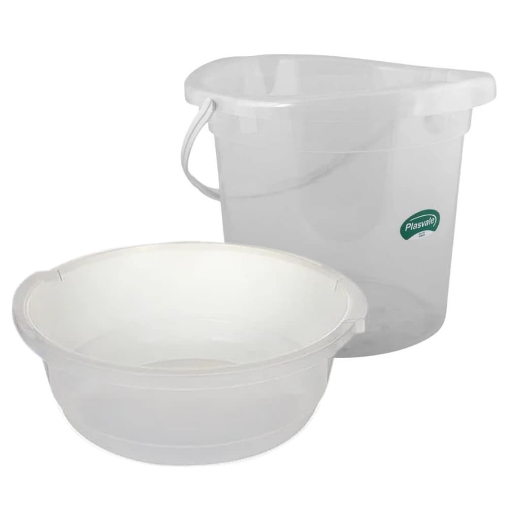 Kit Lavanderia Bacia 11L + Balde 11Litros Alça Reforçadas Plástico Resistente  Organizar Limpar Casa
