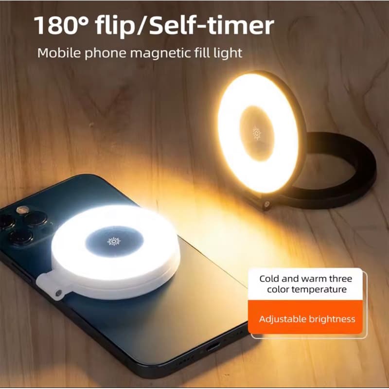 Led Espelho Selfie Light Portátil Magnético Para Fotos E Vídeos 2 Watts