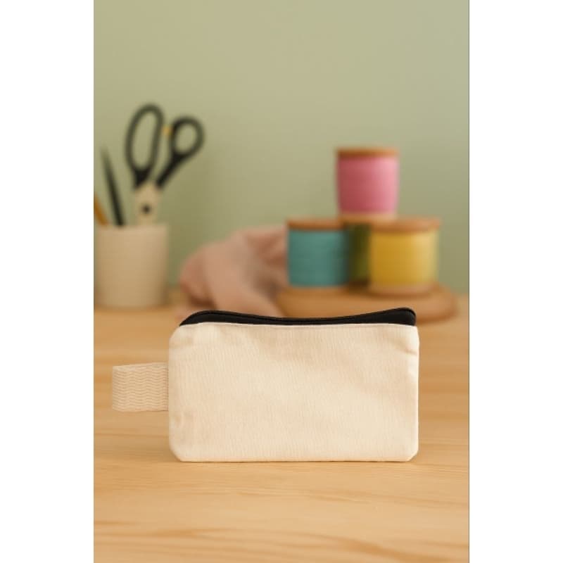 Kit com 5 ecobags carteira com zíper 8x15cm Lisa - 100% Algodão Cru - Estilo Carteira