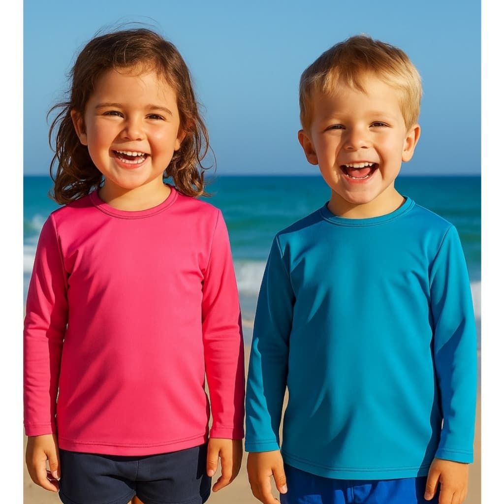 Camisa Proteção Solar Infantil UV50+ Manga Longa Térmica Lisa Bebês e Crianças