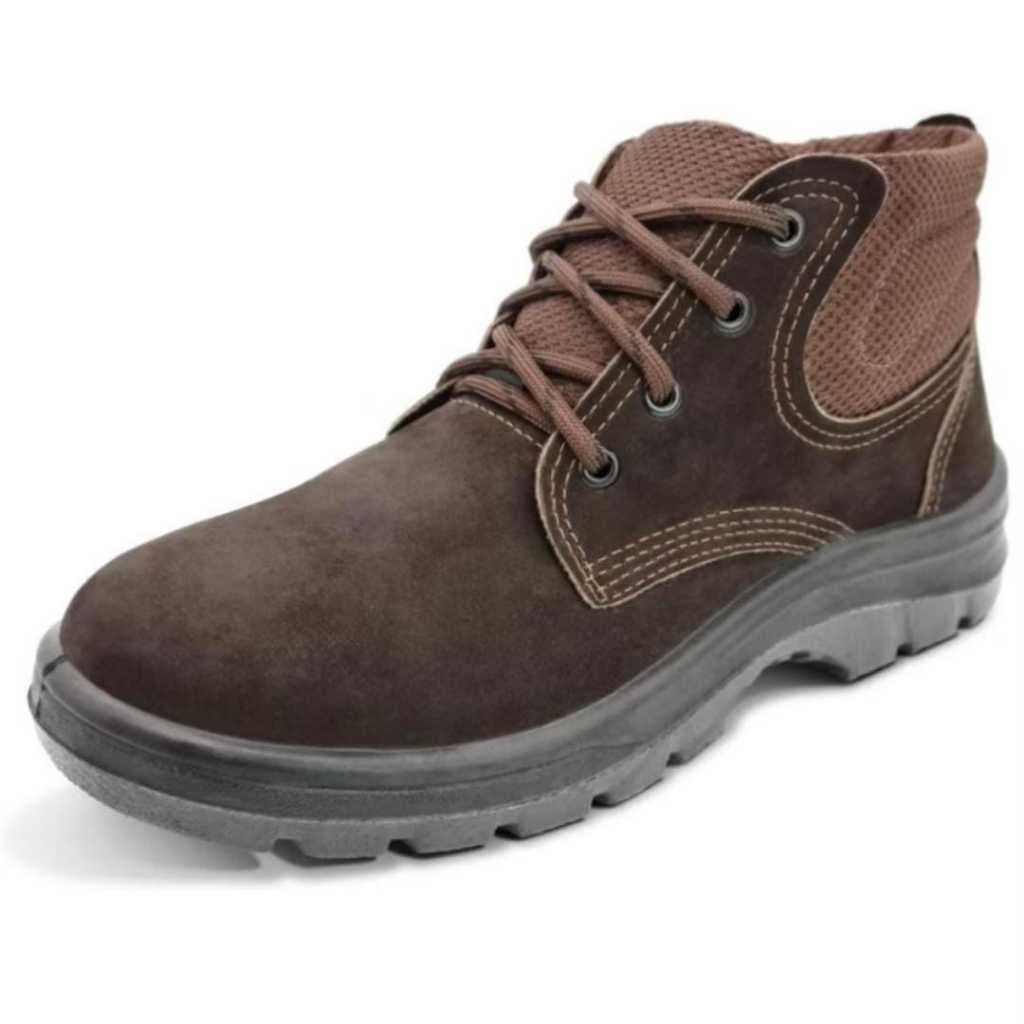 Botina de segurança Marluvas  bota Couro nobuck Bico Pvc - Ecossafeti Ps139 Café